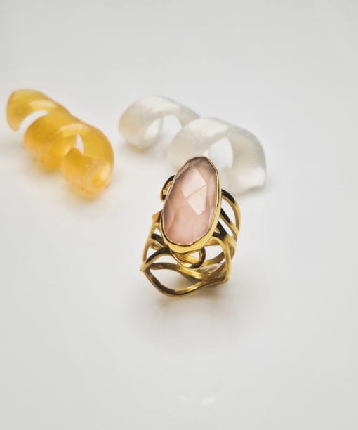 Χειροποίητο Δαχτυλίδι Ρόζ Quartz